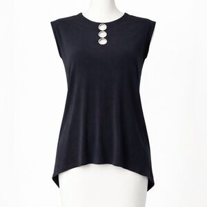 Vintage Coco Bianco Small Top Black Sleeveless Top Slinky Y2K clubbing